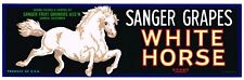 Original Crate Label Vintage Grape White Horse California Sanger Stallion 1950s