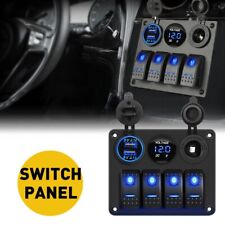 4 Gang Toggle Rocker Switch Panel Dual Usb Blue Led For Car Boat Rv Waterproof