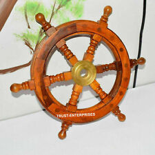 12brass Nautical Wooden Ship Steering Wheel Pirate Dcor Wood Fishing Wall Boat
