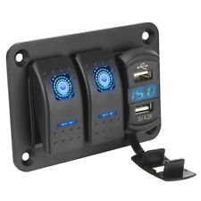 Blue Led 2 Gang On-off Toggle Switch Panel Usb Charge Car Boat Marine Rv Truck