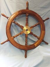 Sailboat Boat Steering Wheel Wooden Brass Nautical Keyway.