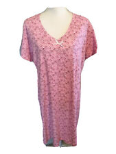 Mayfair Womens Medium Pink Dark Pink Grey Hearts Design V-neck Sleep Shirt Nwt