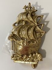 Vintage Ship Boat Brass Door Knocker Hampton India Sailboat Nautical Pirate