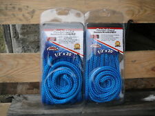2 New 12 X 20 Double Braid Blue Mfp Dock Lines Floating Boat Mooring Rope