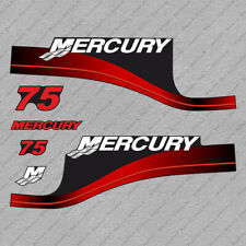 Mercury 75 Hp Two Stroke Outboard Engine Decals Red Sticker Set Reproduction