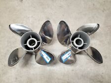 Pair Of 4 Blade 14 12 X 23p Evinrude Johnson Cyclone Ss Props Tbx P5207 P5208