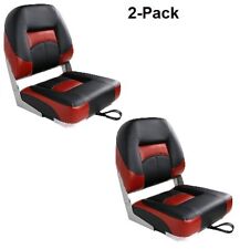 Boat Seats 2 Low Back Folding Black Red Uv Treated Premium Marine Grade Vinyl