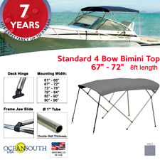 Standard Bimini Top 4 Bow Boat Cover Gray 67-72 Wide 8ft Long W Rear Poles