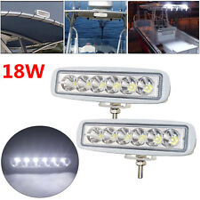 Set Of 2 White Spreader Led Deckmarine Lights For Boat Spot Light 12-30v 18w