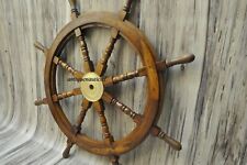 36 Inch Wooden Ship Steering Wheel Pirate Dcor Wooden Brass Finishing Wall Boat