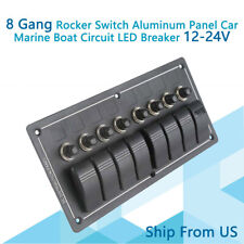 Rv Car Boat 8 Gang Circuit Breaker Rocker Switch Panel Wled Waterproof Aluminum
