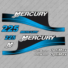 Mercury 225hp Optimax Saltwater Outboard Engine Decals Blue Sticker Set