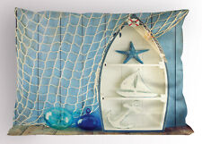 Nautical Pillow Sham Marine Icons Starfish King Size Pillowcase 36 X 20 Inches