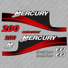 Mercury 200hp Efi Freshwater Outboard Engine Decals Red Sticker Set