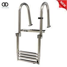 Stainless Steel 4 Step Stainless Steel Telescoping Boat Ladder Foldable Premium