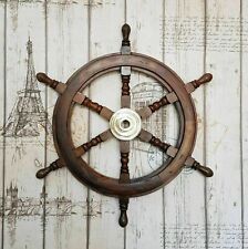 18 Inches Nautical Boat Ship Wheel Brown Wooden Steering Wheel Wall Decor Item