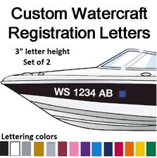 Set Of 2 Watercraft Registration Numbers 3 Lettering Vinyl Boat Jetski Decals