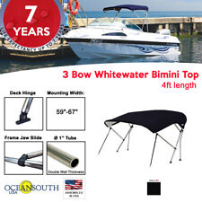 3 Bow Bimini Top Boat Cover 59 - 67 Width 4ft Long Black With Support Poles
