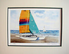 Hobie Cat Ix Signednumbered 11 X 14 Watercolor Print Landscape Sailing Ocean