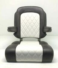 Taco Metals 23 Captive Helm Chair Captains Seat Dark Brown Off White