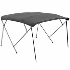 4 Bow Bimini Pontoon Deck Boat Cover Top 85-90 Gray 8 Ft Rear Support Poles