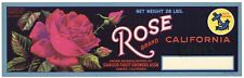 Rose Brand Sanger California An Original Grape Crate Label H36 Box