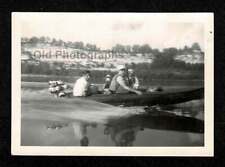Speed Boat Racing By Outboard Motor Calm Lake Oldvintage Photo Snapshot- H691