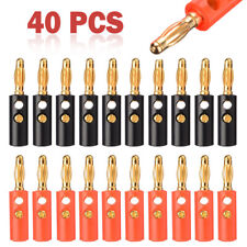 40pcs Gold Plated Banana Plugs Audio Jack Speaker Wire Cable Screw Connector 4mm