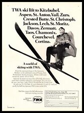 1966 Twa Airlines Airplane Snow Ski Chair Lift Jet Credit Card Vintage Print Ad