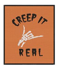 Creep It Real Halloween Patch Embroidered Iron-on Horror Skeleton Hand Punk Rock