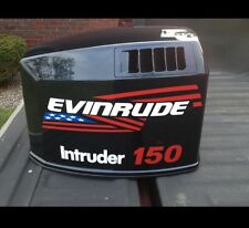 2 - 15 Inch Evinrude Flag Outboard Decals Marine Vinyl With Intruder 150 Decals