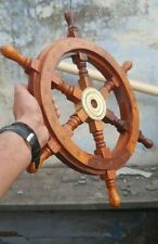 18nautical Wooden Brass Ship Wheel Pirate Wall Decor Marine Boat Steering Wheel