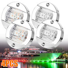 4x Red Green Round Marine Boat 6 Led Stern Light Deck Courtesy Lights Waterproof