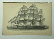 Ship Sails Running Rigging 1880s Antique Print Original