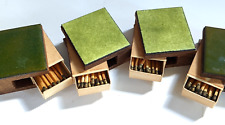Vintage Richard Morgenthau Avocado Green Enamel Teak Wood Matchbox Set