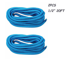 12 Inch 20 Ft Double Braid Nylon Dock Line Mooring Rope Boat Rope Blue 2pack