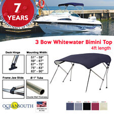 Oceansouth 3 Bow Bimini Top Boat Cover 4ft Long With Rear Support Poles