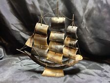 Vintage Mid Century Sail Boat Ship Made Completely With Horns. Very Unique
