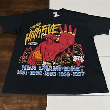 Vintage 90s Chicago Bulls Championship High Five Black T-shirt Mens 2xl