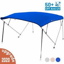4 Bow Boat Bimini Tops Boat Canopy Boat Shade With Support Pole Boot Blue 79-84