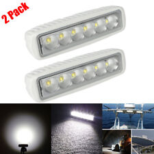 2x White Spreader Led Deckmarine Lights For Boat Spot Light 12-30v 18w