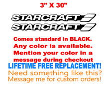 Pair Of 3 X 30 Starcraft Boat Decals Marine Grd. Your Color Choice 178