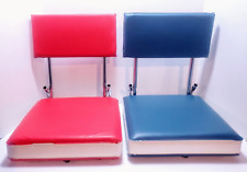 2 Vintage Red Blue Vinyl Folding Stadium Bleacher Seats Boat Chair With Clamp