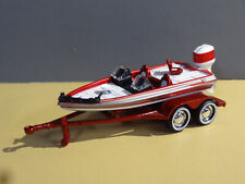 Bass Boat Pro-fishing Speed Boat W Tandem Trailer 164 Diecast Diorama Model A