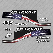 Mercury 135hp Optimax Saltwater Usa Flag Edition Outboard Engine Decals Set